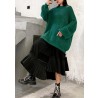 Elegant black Cotton quilting skirt layered tunic high waist skirts