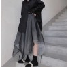 Heavy Industry Color Matching Mesh Irregular Hem Semi Black Skirt