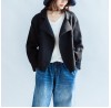 Stylish black woolen coats double breast short winter jackets casual style