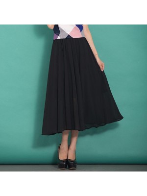 Elegant high waist chiffon clothes For Women Neckline black wild Dress summer
