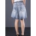 Korean version loose retro washed white Ming line denim shorts